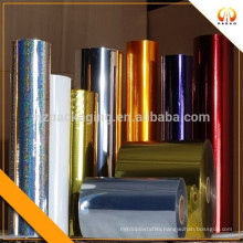 Colorful transfer printed laminated film with golden designs
